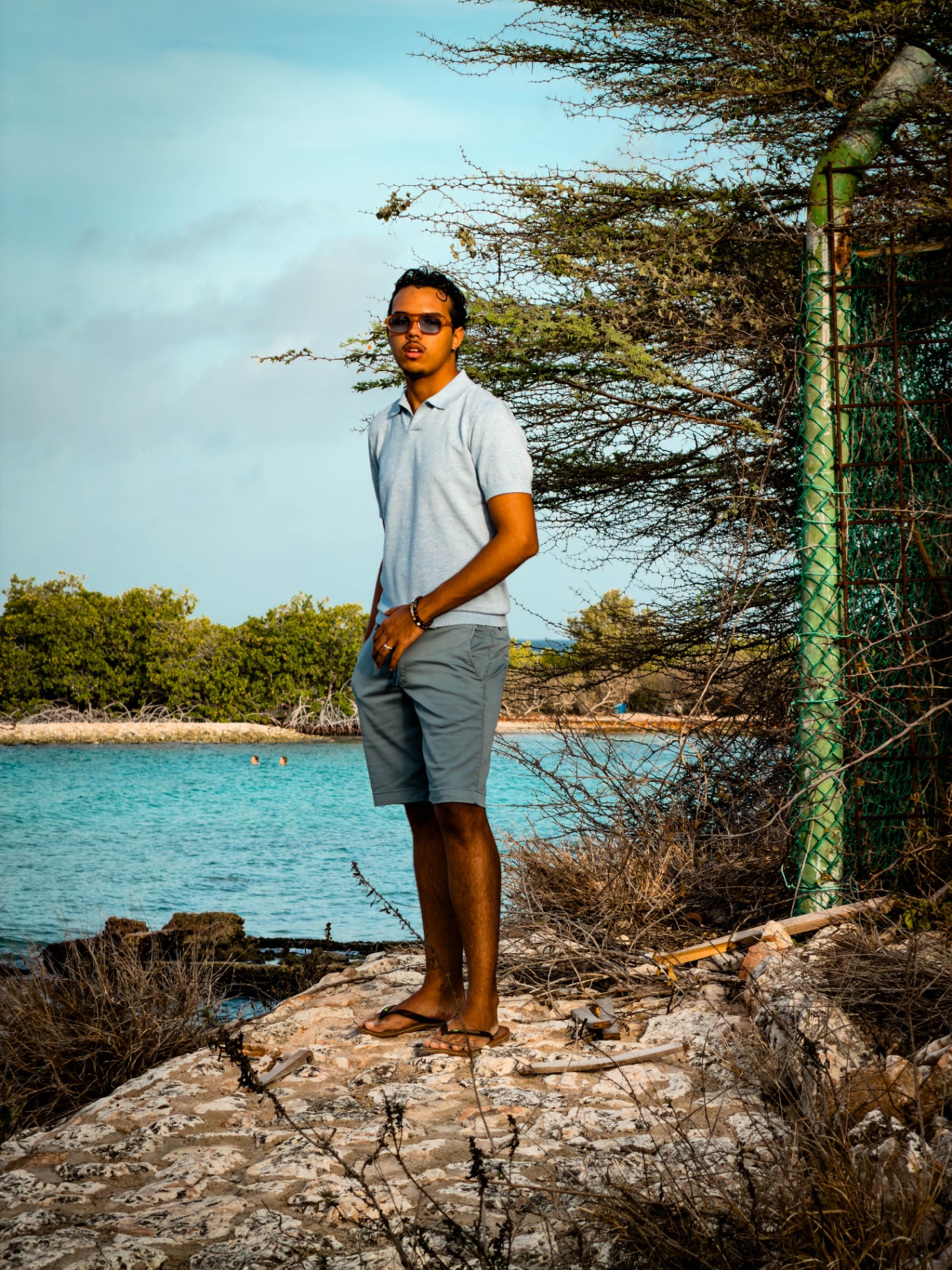 BRO Men's Fashion — light blue polo and shorts