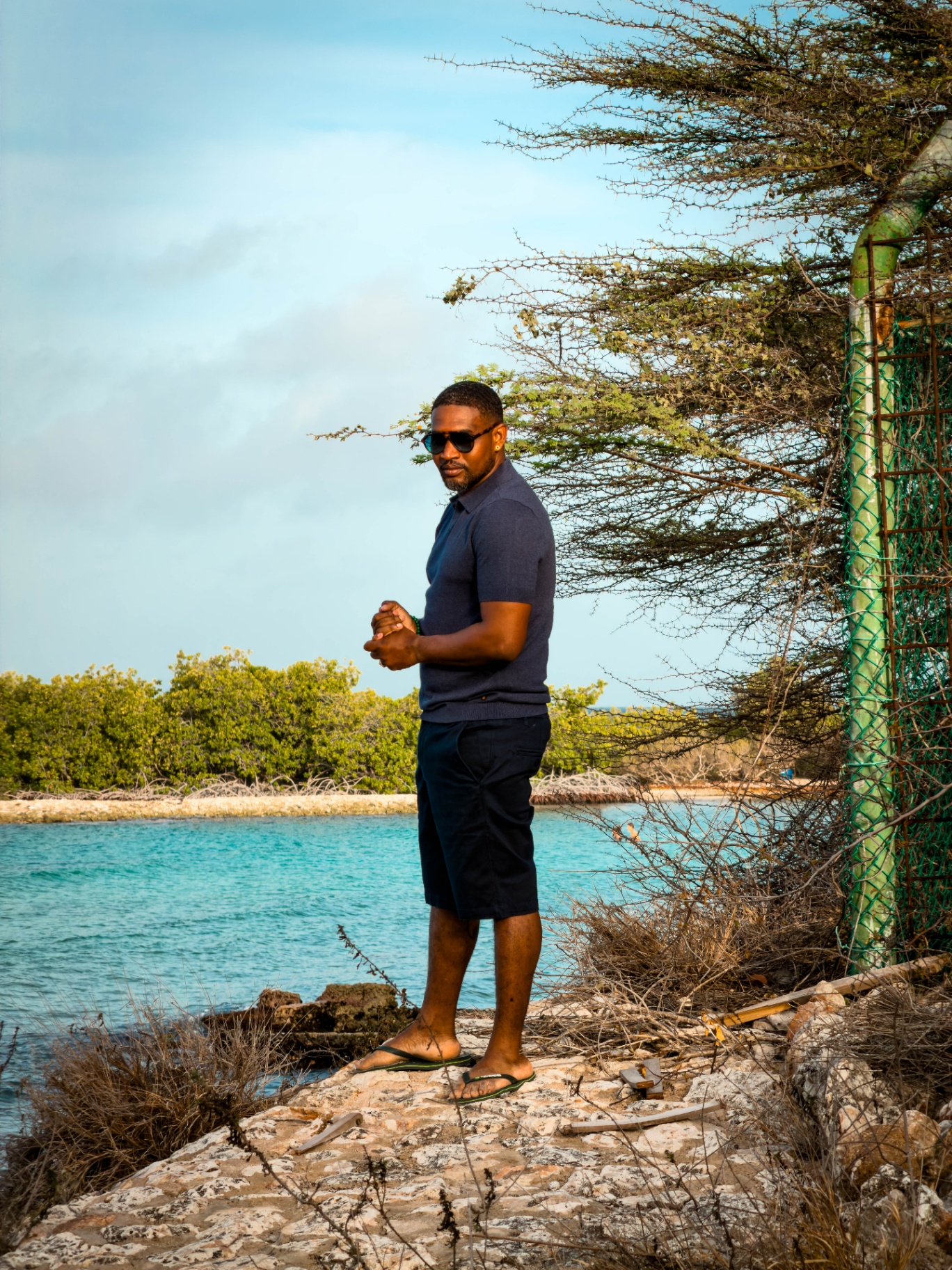 BRO Men's Fashion — navy knit polo by the mangroves