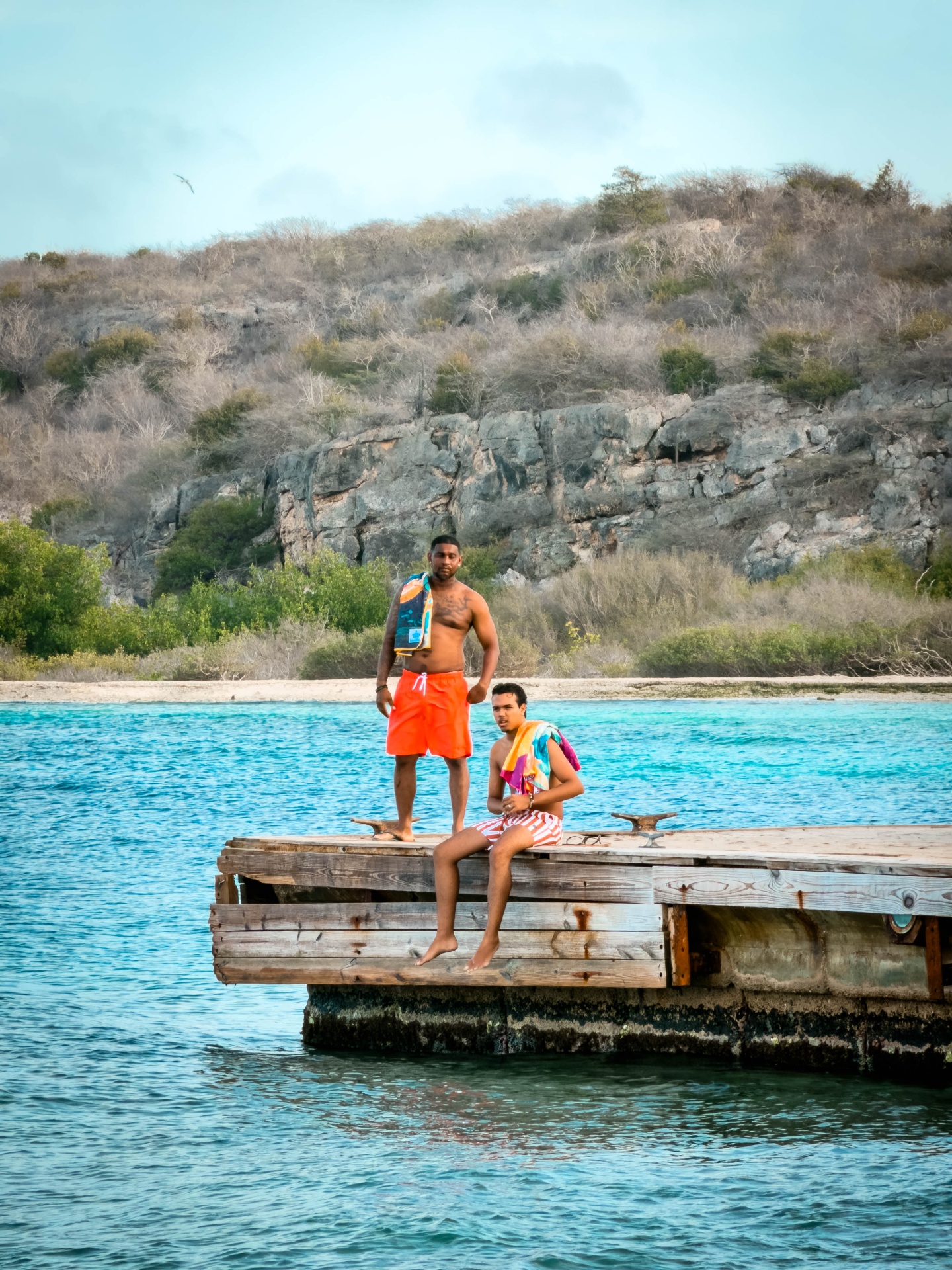 BRO Men's Fashion — bright swimwear on the jetty
